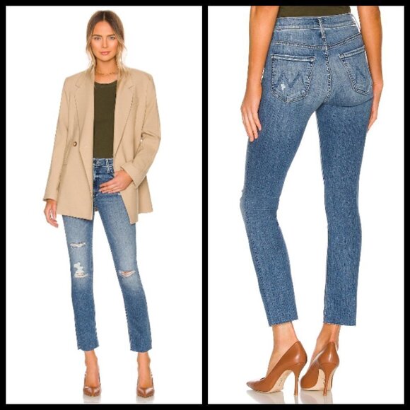💕MOTHER💕 The Mid Rise Dazzler Ankle Fray Jeans ~ Weekend Warrior 27 - Picture 1 of 16